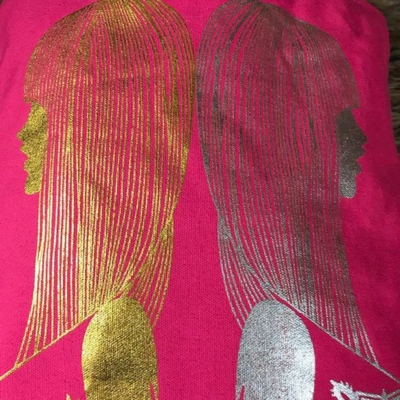 Hot Pink Metallic Gal Pal Canvas Tote & Stripe Faux Leather Pouch - Picture 5 of 14